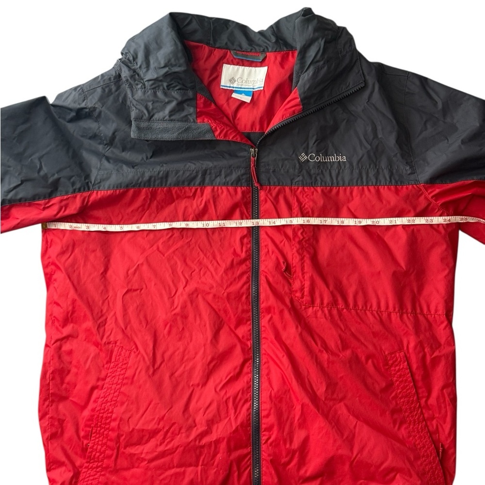 Columbia Red Gray Fleece-Lined Windbreaker Jacket Full Zip Outdoor Hiking Coat - Picture 3 of 10